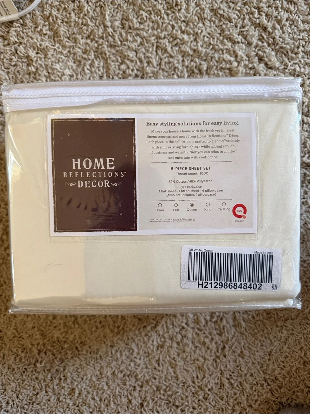 Home Reflections Decor Off White 6-Piece Sheet Set